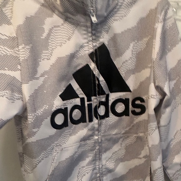 Adidas Kids White and Gray Patterned Hoodie - Picture 3 of 5